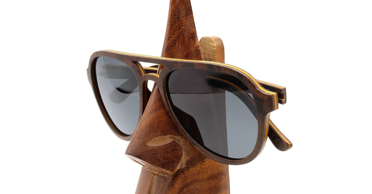 Holz Sonnenbrille Kimo Damen Herren Wooden Shade Sunglasses Aviator Style Schwarz 3
