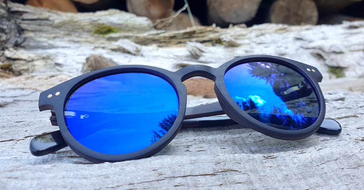 Blau verspiegelte Holz Sonnenbrille für Damen & Herren | WOODEN SHADE®