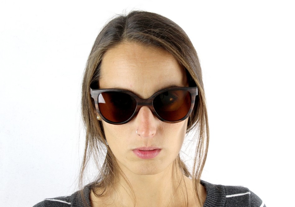 Damen Holz Sonnenbrille - LUA | Braun | Schwarz - Wooden Shade Sunglasses