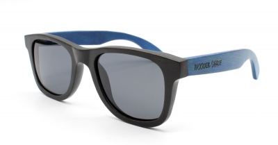 LIKO (Black / Blue) Bamboo Sunglasses "Black"