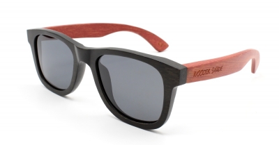 LIKO (Schwarz / Rot) Bambus Sonnenbrille "Schwarz"