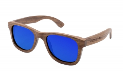 LIKO Walnussholz Sonnenbrille "Blau"