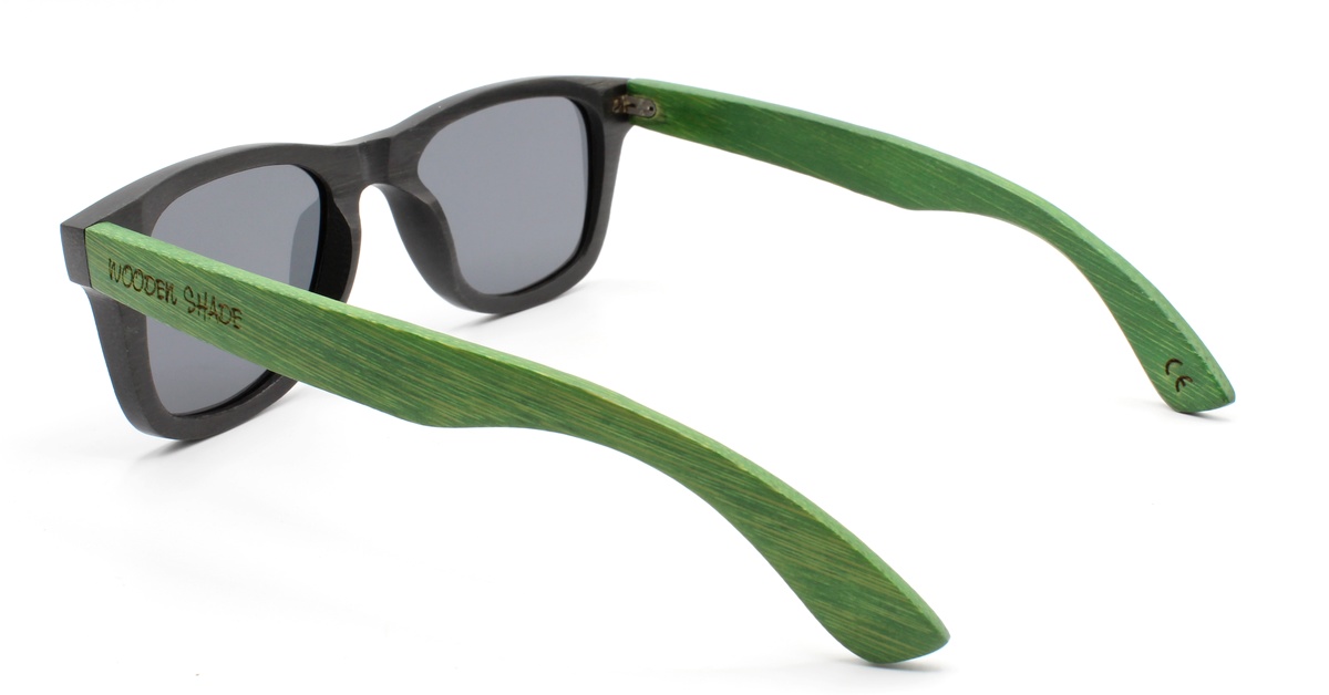 Bambus Sonnenbrille: LIKO Schwarz / Grün, Wayfarer Design