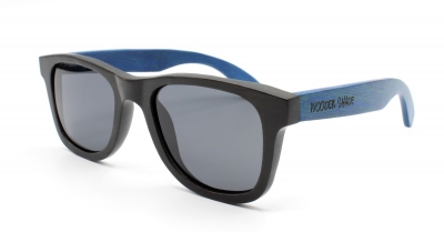 LIKO (Schwarz / Blau) Bambus Sonnenbrille "Schwarz"