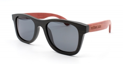 KALEA (Schwarz / Rot) Bambus Sonnenbrille "Schwarz"