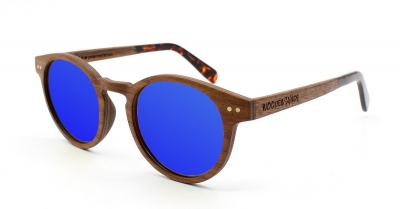 MAYA Walnussholz Sonnenbrille "Blau"