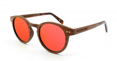 MAYA Walnut Wood Sunglasses "Red"