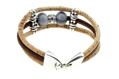 cork bracelet #1 "silver-gray"
