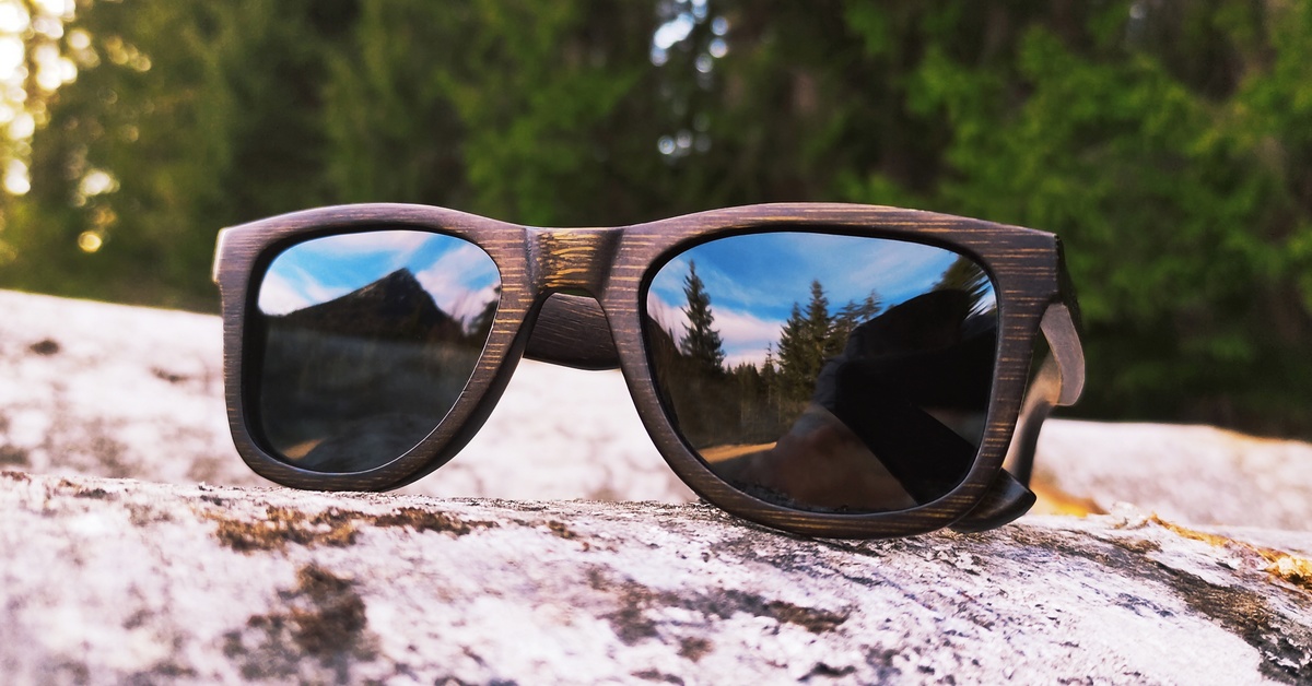Damen-Herren-Sonnenbrille Pilotenbrille Klassische Holz Übergroße Bambus Beinen 