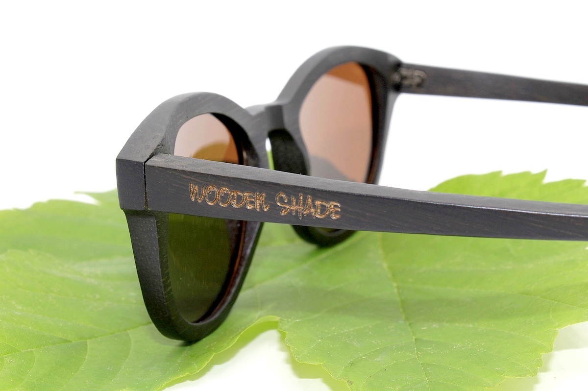 Bambus Sonnenbrille für Damen | KEOLA Black Edition | Braune Gläser | WOODEN SHADE Sunglasses