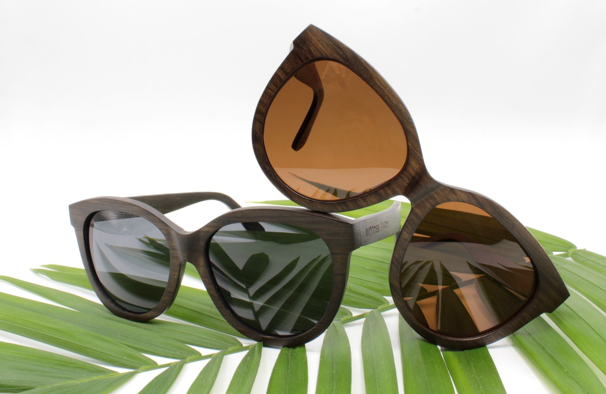 Birkenholz Sonnenbrille für Damen (Dunkel) Schwarz & Braun getönt | WOODEN SHADE Sunglasses
