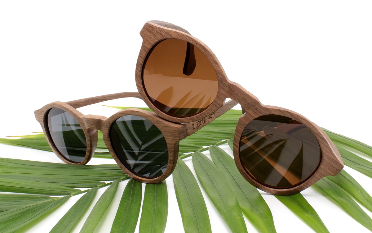 Walnuss Holz Sonnenbrille "CARIBA" für Damen & Herren | Schwarz & Braun | Naturholz - WOODEN SHADE