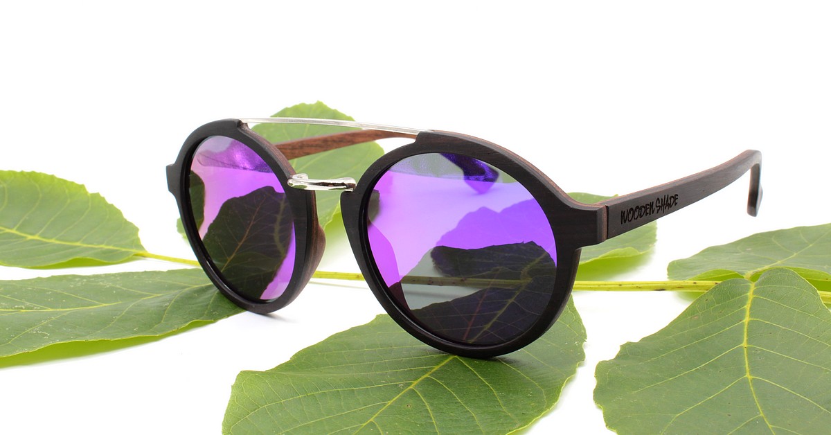 Stylish & Sustainable >> JARA "Purple" mirror lenses | WOODEN SHADE Women Wood Sunglasses