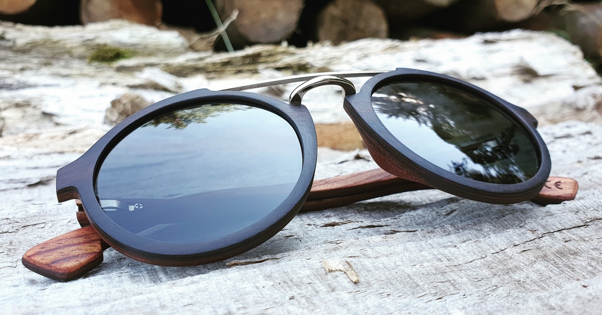 Ebony wood sunglasses with metal bridge - JARA - black lenses