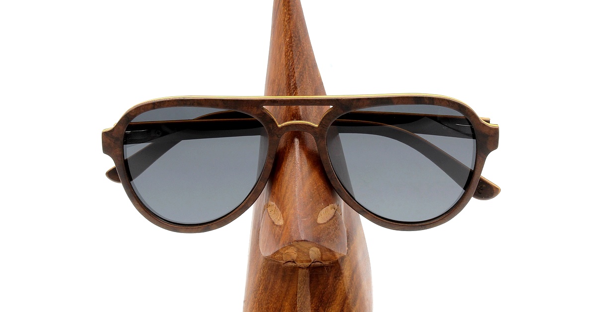 Holz Sonnenbrille Kimo Damen Herren Wooden Shade Sunglasses Aviator Style Schwarz 5