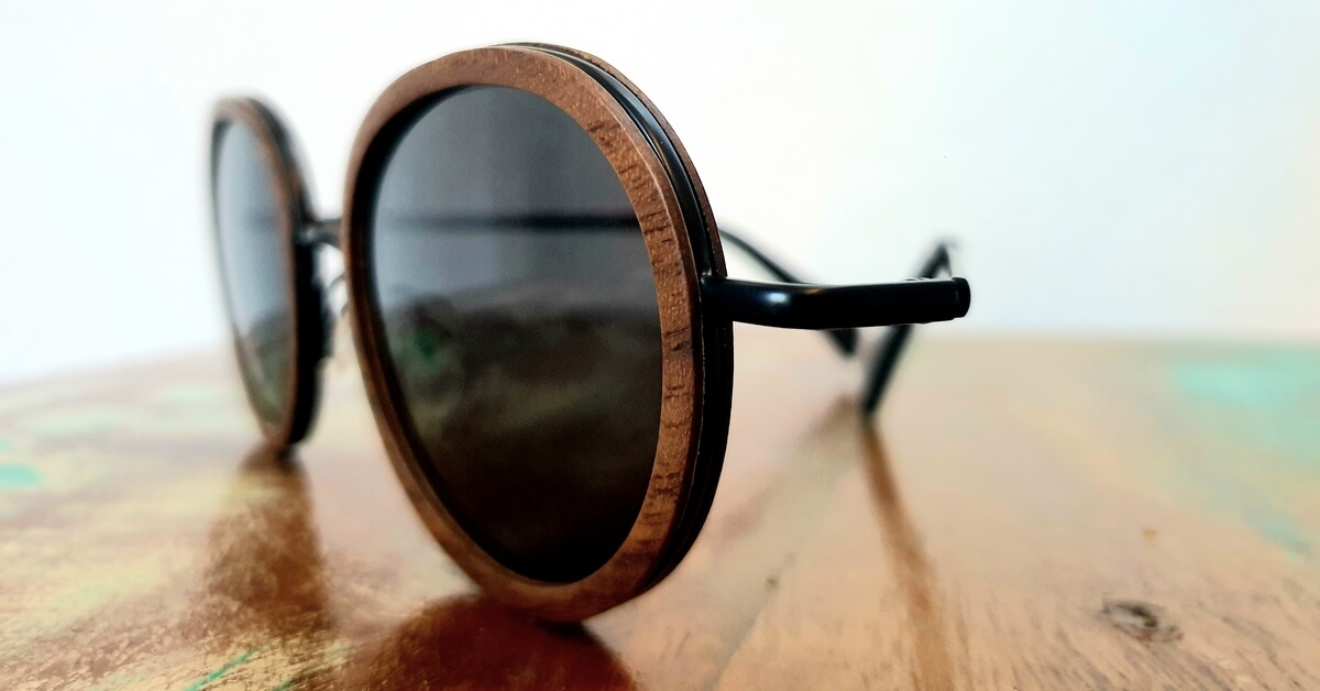 Holzsonnenbrille Holz Sonnenbrille Damen Amba Walnussholz Metall Sonnenbrille 2019