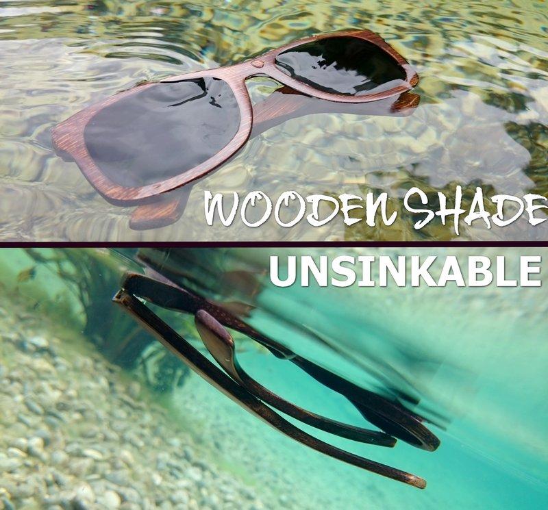 Unsinkable wooden shade bamboo wooden sunglasses - unsinkbare schwimmende Sonnenbrille