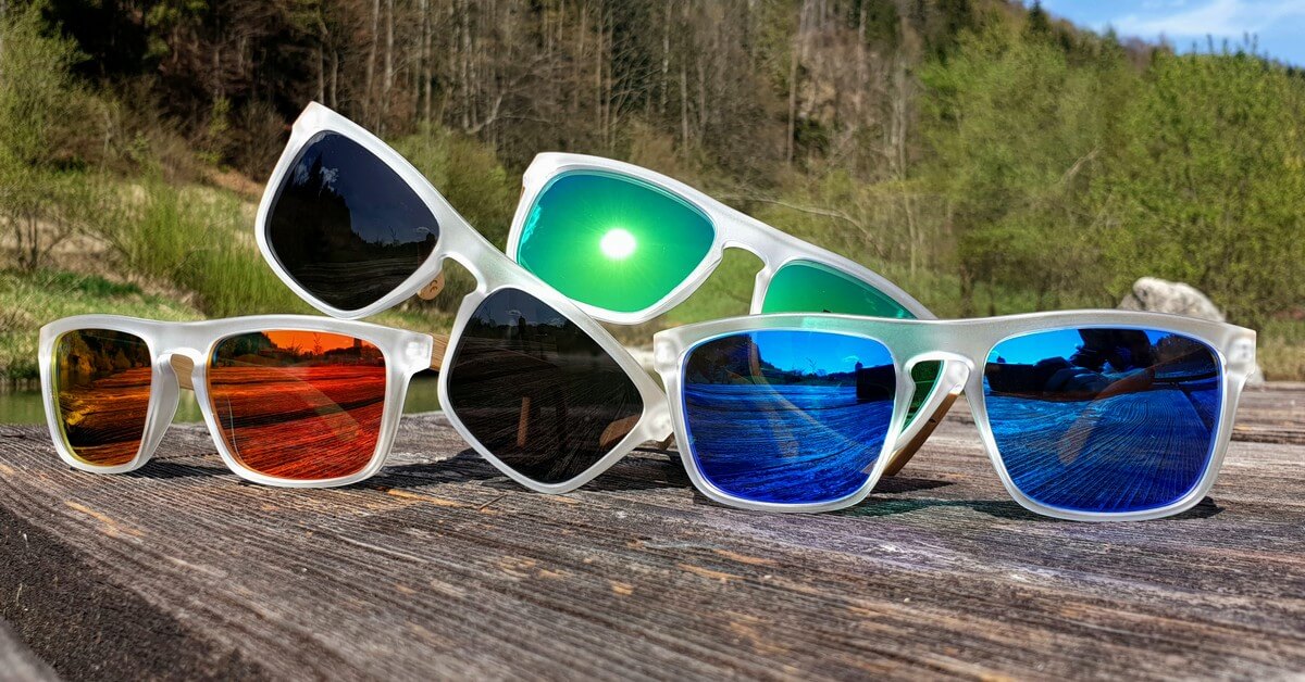 Upcycling Sunglasses | WOODEN SHADE | for men & women | black - blue - green - red mirror lenses