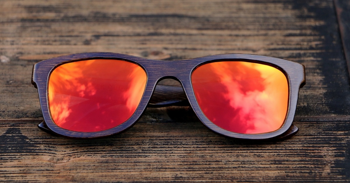 Bamboo Wood Sunglasses | Wooden Shade | red mirror | men