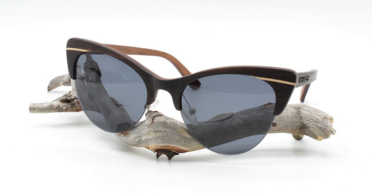 WOOD SUNGLASSES Model: INA Cateye Style - Black - WOODEN SHADE