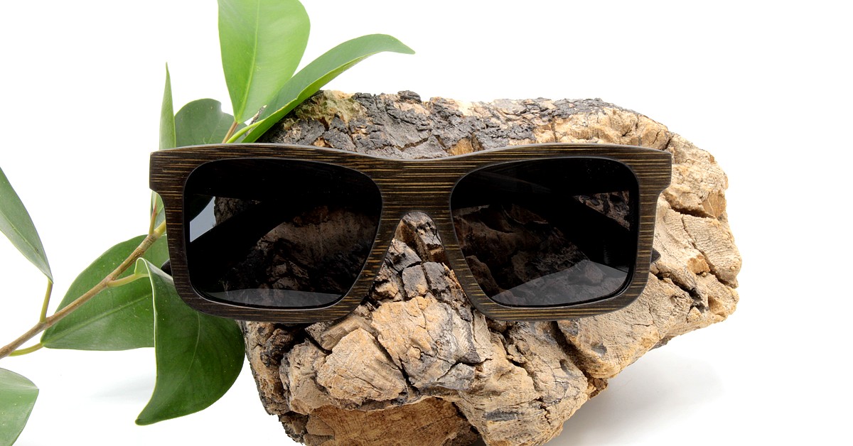 LONO Bamboo Wood Sunglasses - Straight Design - Black, Brown, Blue Mirror Lenses