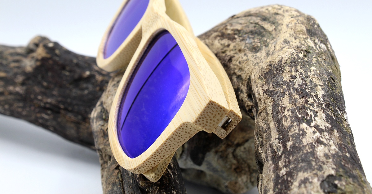Bambus Sonnenbrille | LIKO | Natural | Blau verspiegelt | WOODEN SHADE® Sunglasses