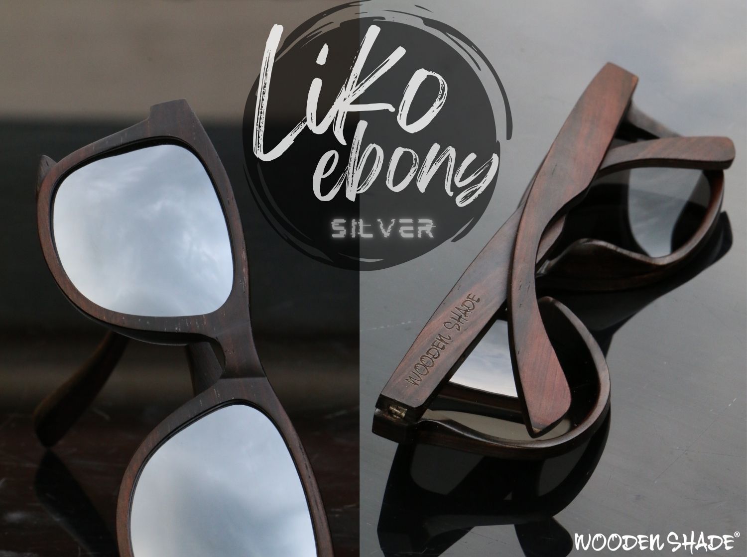 Liko Ebeholz Holzsonnenbrille 100UVSchutz Polarisiert silber Silber verspiegeltes Glas Wooden Shade